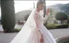 2019 Модест полный белые кружева с длинным рукавом A-Line Свадебные платья Arabic Мусульманский линия Sheer шеи аппликация Ruched Формальные Свадебные платья