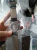 Man watch Fashio watch mechanical automatic watch wristwatch black leather strap Transparent Glass Back 012231f
