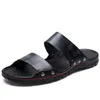 Alcubieleee Sommar Andningsbara Peep Toe Sandaler Skor för man Split Läder Slide Sko Mens Casual Slip-On Slippers Beach Shoes