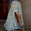 Everkaki Boho Print Long Skirts Women Bottoms Elastic Waist Gypsy Ethnic Ladies Skirt Female 2020 Spring Summer New Fashion