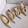 Femmes Designer Spikes Sandales Talons Hauts Rock Caged Cheville Sangle Pompe 2-6-10 Cm TOP Qualité 100% Cuir Véritable 2019 Nouvelles Chaussures De Soirée