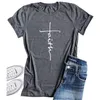 Женская Дизайнерская футболка Письмо Faith Печать Tops Casual Новые короткие Гильзы 2020 Летняя женская одежда класса люкс Дизайнерские 6 цветов