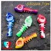 Squelette de poisson Pipe en silicone Masque acrylique Bong Accessoires pour fumer Tube incurvé et droit Bong Couleur disponible Convient aux masques standard Vendez également un masque