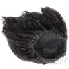 Obearbetad nageljusterad Virgin Human Hair Drawstring Ponytail Brazilian Natural Black 4B Afro Kinky Curly 120G Horsetail