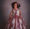 2019 Bling Sparkly Sequins Flower Girls Dresses Appliques Sleeveless Birthday Party Dresses First Communion Girls Pageant Gowns2309