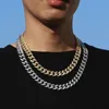 12mm 18/20/22/24 pouces plaqué or complet CZ chaînes cubaines collier CZ broche réglage lien chaîne collier pour hommes Hip Hop bijoux