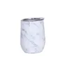 12oz Marbling Egg Cup With Lid Marble Wine Glass Stainless Steel Insulation Beer Tumbler Vacuum Coffee Mug Travel Water Bottle LJJA3846