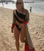 2020 Summer Women One Piece Swimsuits Push-Up Padded Bathing Suits Female Brown Stripe Skinny One Shoulder Ladies Swimwear1