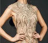 Aso Ebi Arabic Gold Luxurious Sparkly Evening Beaded Crystals Prom Dresses Mermaid Formal Party Second Reception Gowns Zj206