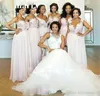 Pink Plus Size Country Bridesmaid Dress Illusion Long Chiffon Vintage Lace Cap Sleeves Split Maid of Honor Gowns