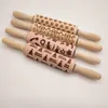 Christmas Embossed Rolling Pin Engraved Carved Wood Baking Cookies Biscuit Fondant Cake Dough Roller Reindeer Snowflake Decor