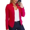 Kadınlar moda palto sonbahar iş ofis bayanlar ceket dış giyim katı renk uzun kollu feminino ince blazer ceket