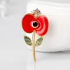 Novos Designs esmaltados Poppy Flor Broche Festivo Festa Fontes Red Strass Flower Pins UK Remembrance Sunday Lembrança Presentes