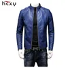 HCXY 2019 Autumn Men's Leather Jackets Coats Men Outwear High quality PU Leather Windproof Waterproof Slim Fit College Luxury V191202