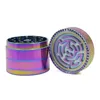 52mm 63mm 4-stycken IceBlue Rainbow Herb Grinder Alloy Zinc Metal Tobacco Herbal Grinders Rök kryddkross rökningstillbehör