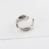 100% реальные 925 серебряных колец серебряного серебра для женщин винтажный геометрический поворот открытый регулируемый кольцо.