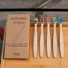 Set di spazzolini da denti in bambù per bambini carbone naturale nylon morbido confezione da 5 pezzi protezione gengiva usa e getta per bambini hotel ecologico