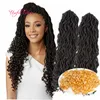 GODDESS LOCS HAIR 18 pouces tressage synthétique Extensions de cheveux Crochet Tresses Ombre vague de corps cheveux tisse Serrures bohémiennes pour les femmes