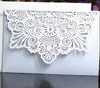 Elegant card invitation customized pocket tri folding business invitation card white blue flower laser cuttingno inner no envelop2847