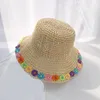 여름 모자 여성을위한 여름 모자 화려한 꽃 수제 밀짚 모자 접이식 파나마 해변 모자 숙녀 넓은 챙 선 chapeu feminino225i