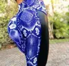 Yoga Outfits Snake Print Leggings Kvinnor Svart PU Läder Fitness Legging Hips Sexig Push Up Patckwork Workout Hög midja XA151A1