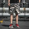 Summer Mens Outdoor Camouflage Cargo Shorts Plus Size Pocket Cotton Casual Half Pants Mid Waist Drawstring Loose Shorts Bib Overal227S