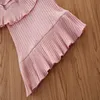 Roupas de bebê menina 2019 primavera outono novos conjuntos de duas peças crianças criança bonito rosa manga longa top e calças largas babados conjuntos girl3769124