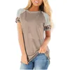 T-shirt premaman a righe Top da allattamento Manica corta leopardata Girocollo Camicette T-shirt Abbigliamento Abbigliamento premaman casual M859