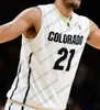 College Basketball Wears 2020 Colorado Buffaloes # 5 D'Shawn Schwartz 25 McKinley Wright IV 21 Evan Battey 23 Lucas Siewert Daylen Kountz Maillot rétro en or blanc 4XL