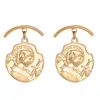 Pearl Dangle Earrings Vintage Women Head Stud Earring Gold Color Fashion Drop Earrings for Girls Party Dress Jewelry Gift
