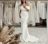 Cheap Simple Off Shoulder Mermaid Wedding Dresses Pleats Sweep Train Wedding Dress Bridal Gowns Vestidos De Noiva Robes De Mariée