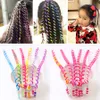 6st Rainbow Color Hair Flätverktyg för flickor Spiralhårband för styling frisyr elastiska pannband tillbehör