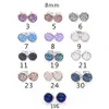 30 color Luxury druzy Stud Earrings Bling Round Heart shape Resin stone Dangle Gold Silver Earrings For women & Ladies Fashion Jewelry Bulk