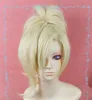 Gratis frakt Watchman Ow Mercy Angela Ziegler Fake Glow Blond Ponytail Cosplay Wig