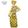 Африканская этническая одежда для женского дизайна одежды для женщин Новое африканское базиновое вышивание длинное платье с шарфом Two Pcs One Set A023#