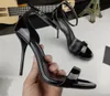 Nowe europejskie buty projektantów klasyczne wiosenne i letnie patent skórzane matowe sandały Peep palce luksusowe wysokie obcasy 9,5 cm bankiety dla kobiet SA 35-42
