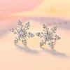 10 paar / partij Nieuwe Witte Sneeuwvlok Cubic Zirconia Gems Stud Ear 925 Sterling Verzilverde Stud Bruiloft Oorbellen voor Vrouwen