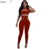 HAOYUAN Pagliaccetti Delle Donne Della Tuta Aderente Scava Fuori Tuta 2017 Autunno Nero Rosso Tuta Body Sexy Clubwear Fasciatura Tuta q1110