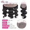 Ishow Bundles de cheveux humains vierges brésiliens avec fermeture frontale en dentelle transparente vague de corps malaisien péruvien pour femmes de tous âges 8-28 pouces couleur naturelle noir