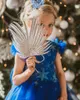 2019 Yeni Stil Kraliyet Mavi Boncuklu Küçük Kız Bebek Kız Pageant elbise Çocuk Bebek Kız Parti Elbise Çiçek Kız Elbise Giymek