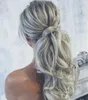 100% Real Human Hair Scrunchie Bun Up Do Hair Pieces Wavy Curly or Messy Ponytail Extension silver grey hair ponytails natural wavy