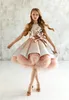 Очаровательные светло-розовые платья девушки цветка без рукавов бальное платье длиной до колен девушки театрализованное платье с бантом перья блестками вечерние платья