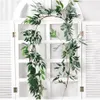 Strona główna Wedding Decor Wiszące Kwiaty Rattan Sztuczny Bluszcz Liść Garland Evergreen Winorośli Rośliny Fałszywe Zielone Rattan Rattan 1.65m DH0916