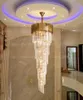 Top Luxury Modern Chandelier Iluminação Para longa escada de cristal do ouro luminárias grande corredor Indoor LED Stair Cristal Lâmpada MYY