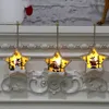 New Wooden Luminous Pendants Wooden Star Round Frame Lamp Luminous Christmas Tree Ornament Hanging Pendant Ornaments Party Decoration