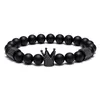 Hommes/crâne/acier/pierre/perles/luxe/bracelets pour hommes couronne cz zircon homme bracelet homme bijoux saint valentin cadeau