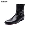 Batzuzhi Botas de Otoño Invierno para Hombre Botas de Vestir de Cuero Suave Negras Cortas para Hombre Zapatos de Hombre Vaquero Safty Knight Botas Hombre, 12