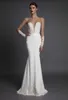 Berta Mermaid Long Poet Sleeve Wedding Gowns Backless Sheer Plunging Neckline Lace Applique Custom Made Fishtail Bridal Dresses