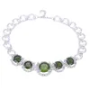 Set di gioielli da sposa con zirconi verdi, collana, orecchini, bracciale, colore argento, con regalo di compleanno