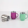 Tasse à café de 12oz, gobelet à vin avec couvercle et poignée, tasses de voyage en acier inoxydable, flacon isolé à Double paroi